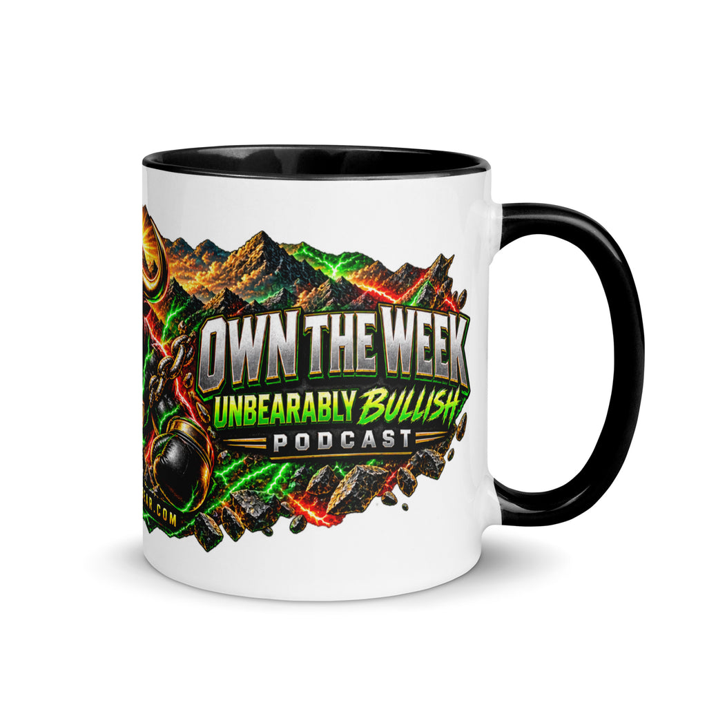 Motivation Monday Own The Week Mug with black interior, 11 oz, right side