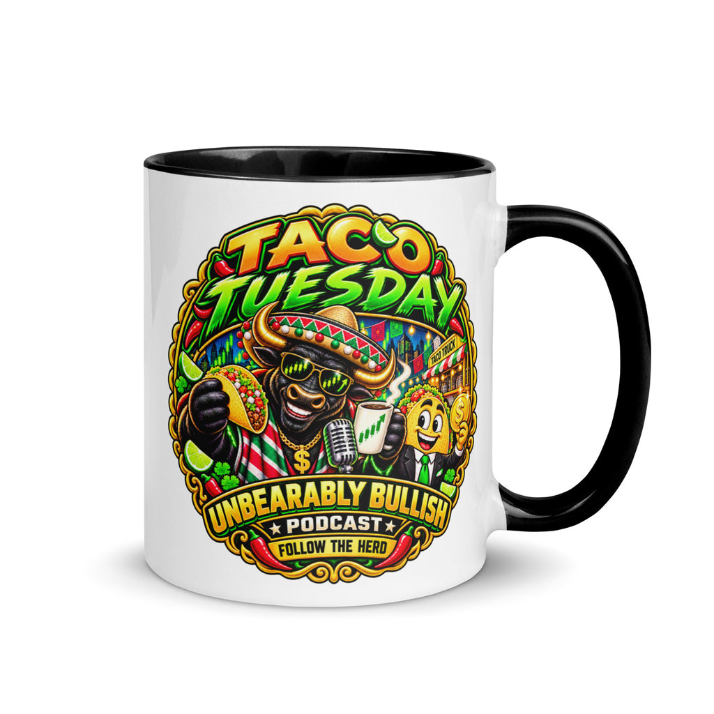 Taco Tuesday Mug with black interior, 11 oz, right side