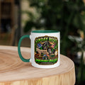 Sunday Reset Mug with dark green interior, 11 oz, left side