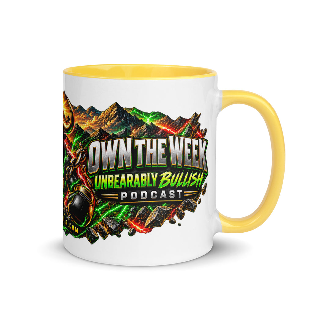 Motivation Monday Own The Week Mug with yellow interior, 11 oz, right side