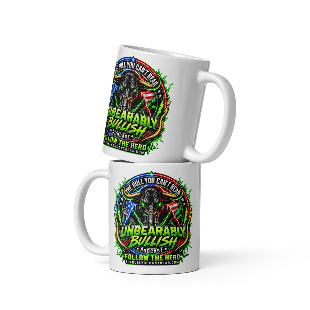 Unbearably Bullish Crest Mug, white 11 oz, front view