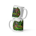 Wall Street Bull Panorama Wrap Mug, white 11 oz, front view of wraparound print