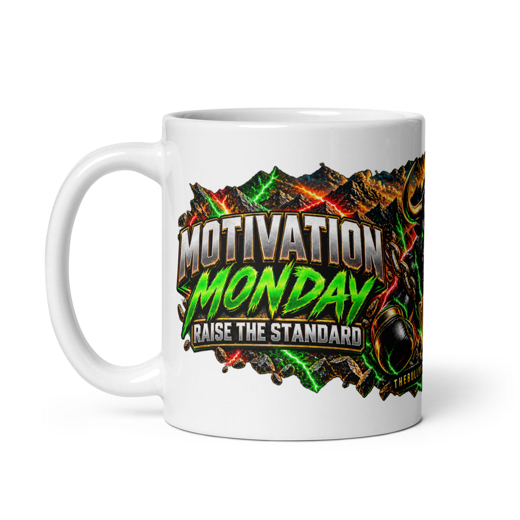 Motivation Monday Own The Week Mug, white 11 oz, handle on left