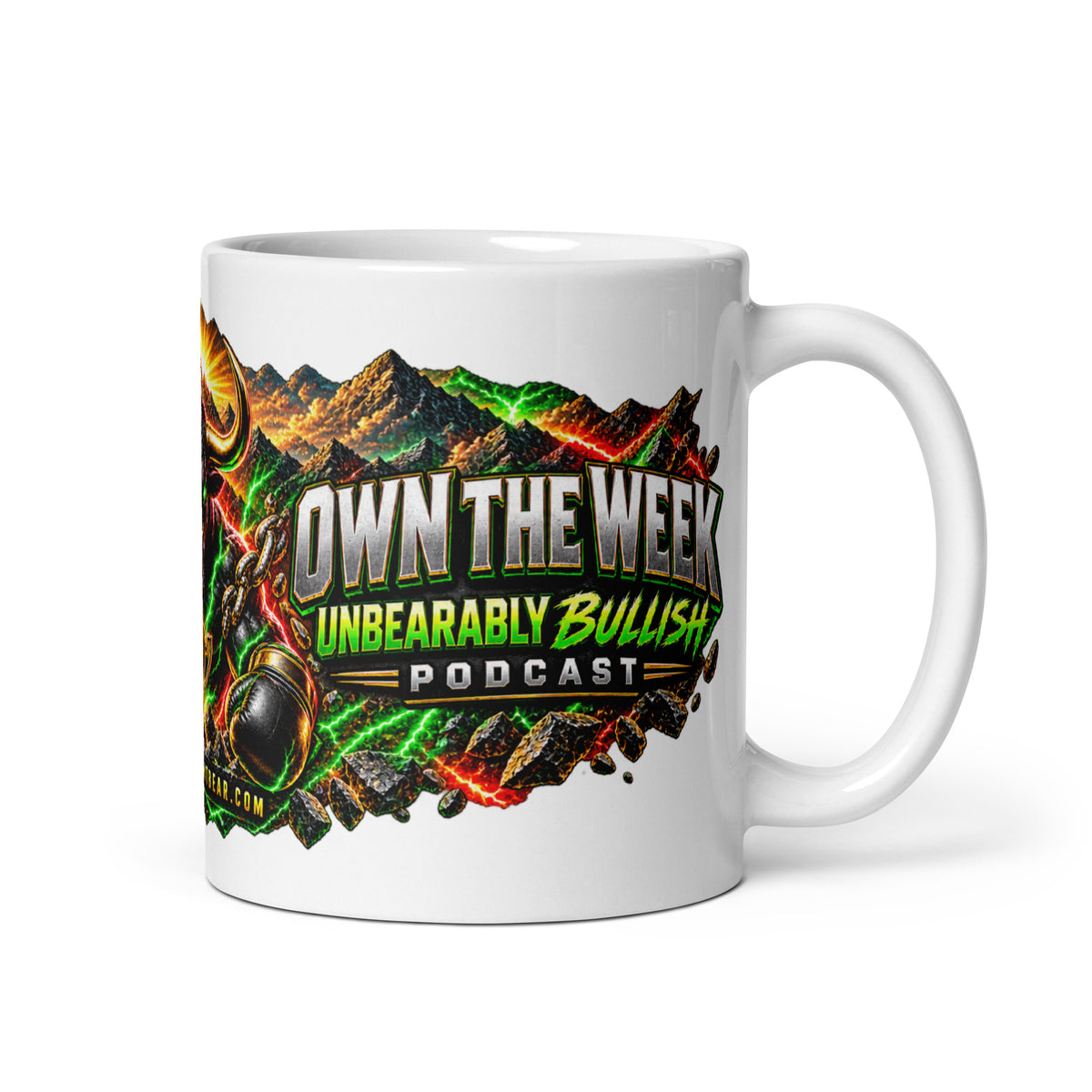 Motivation Monday Own The Week Mug, white 11 oz, handle on right