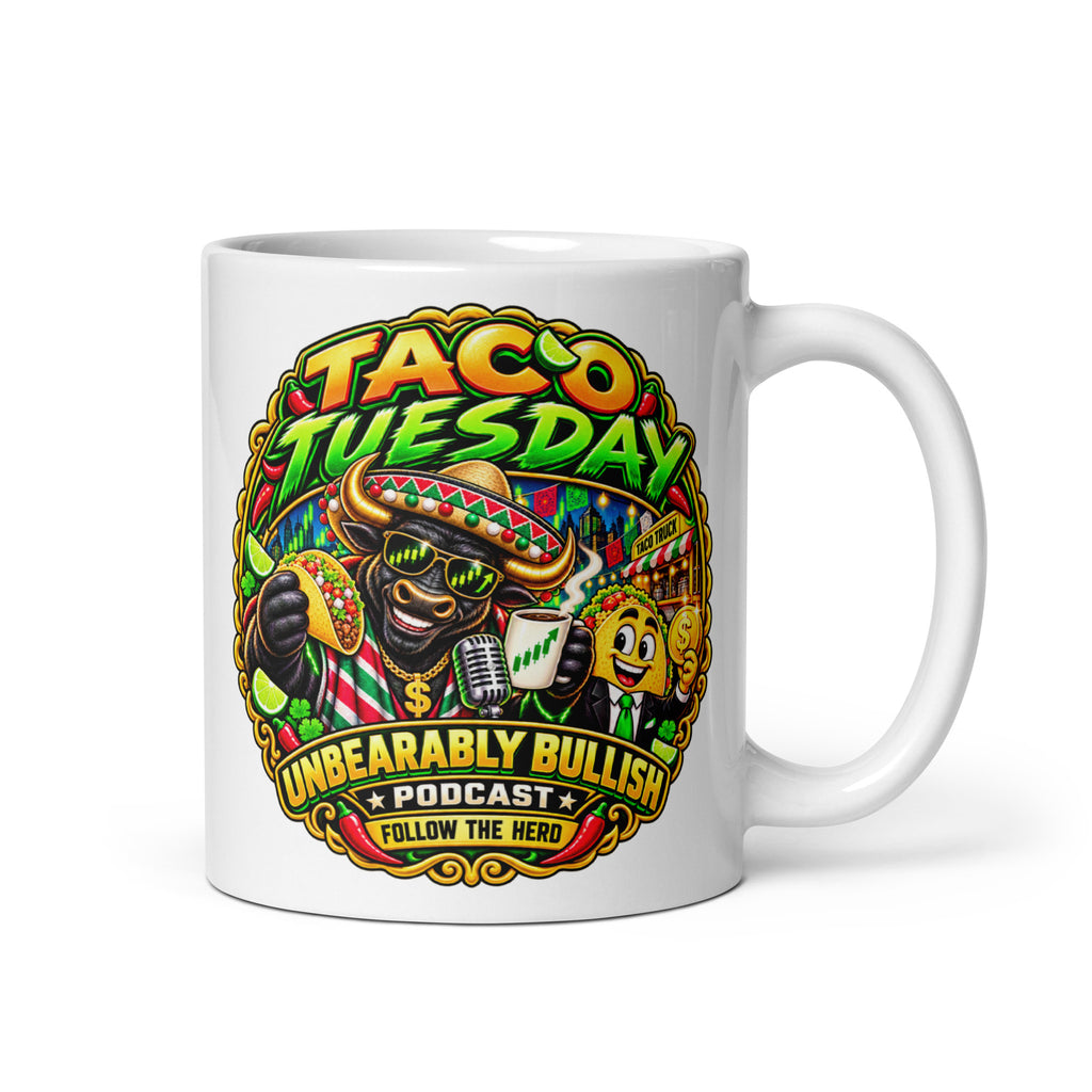 Taco Tuesday Mug, white 11 oz, handle on right