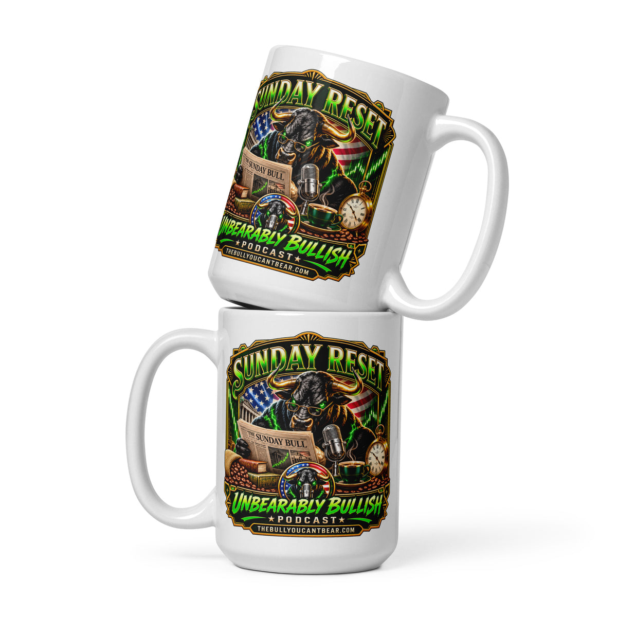 Sunday Reset Mug, white 15 oz, front view