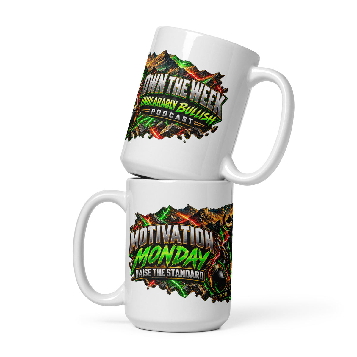 Motivation Monday Own The Week Mug, white 15 oz, front view