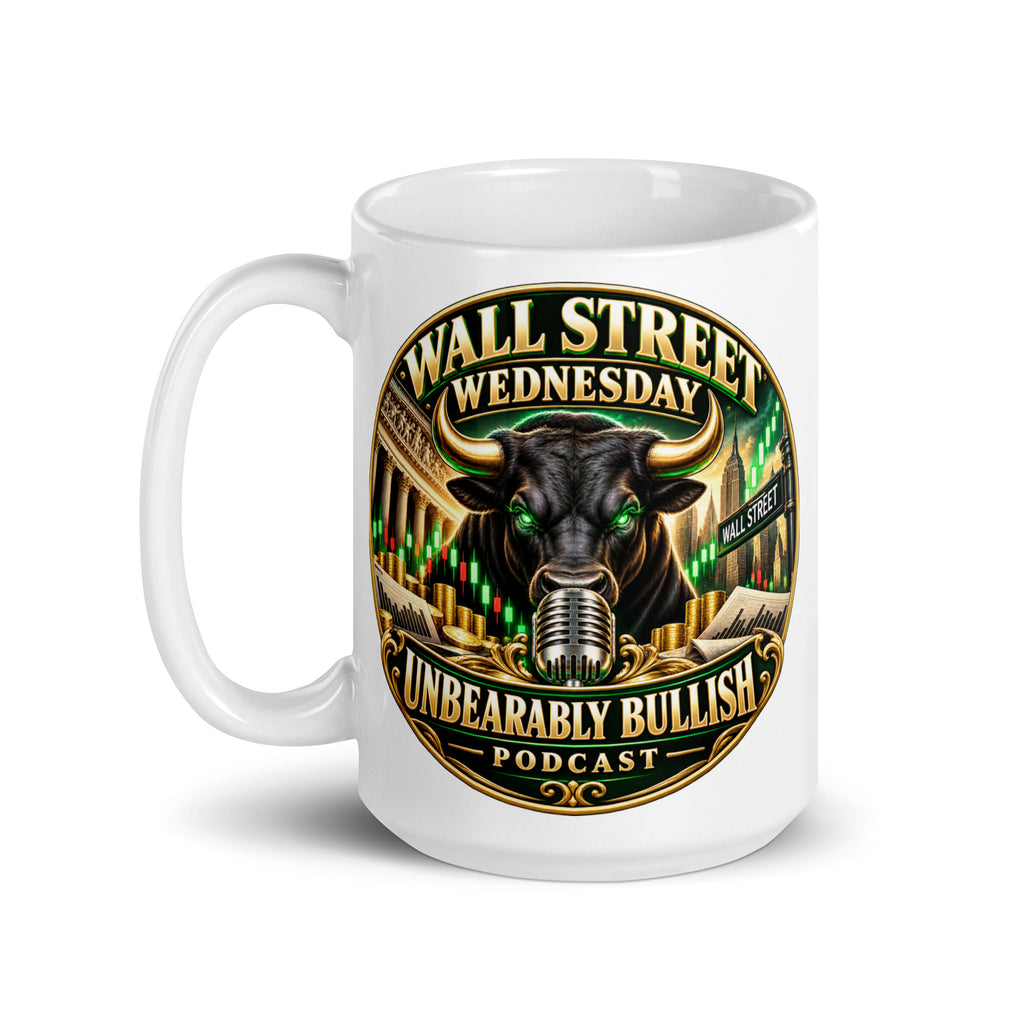 Wall Street Wednesday Mug, white 15 oz, handle on left