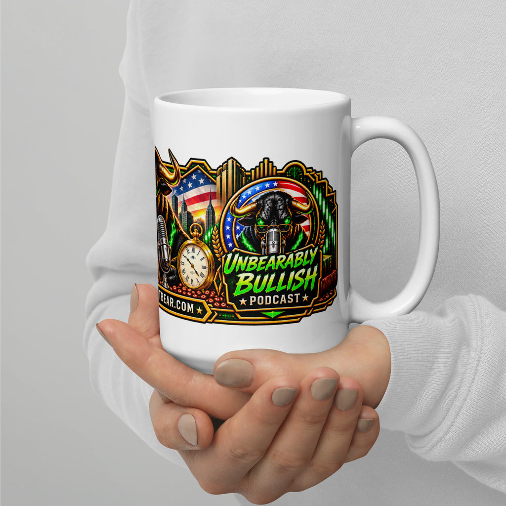Sunday Reset Panorama Wrap Mug, white 15 oz, handle on right
