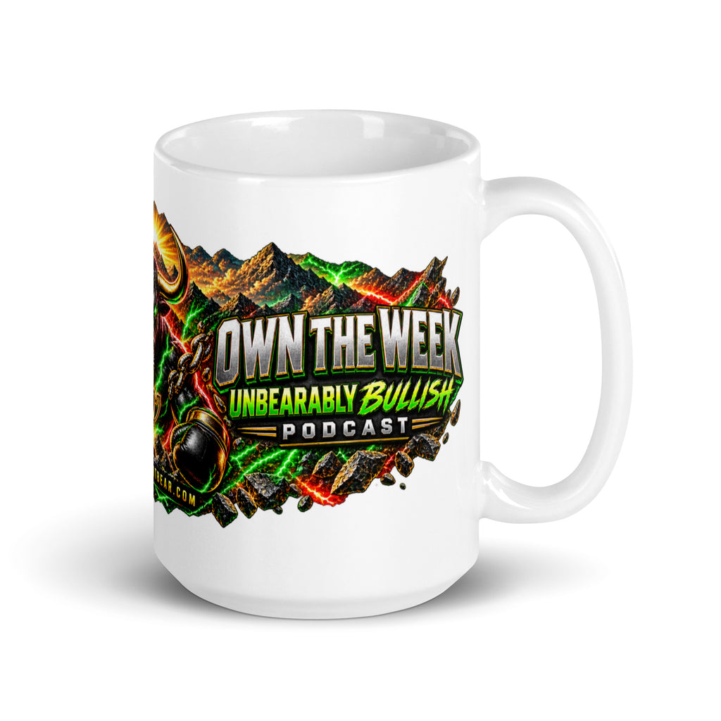Motivation Monday Own The Week Mug, white 15 oz, handle on right