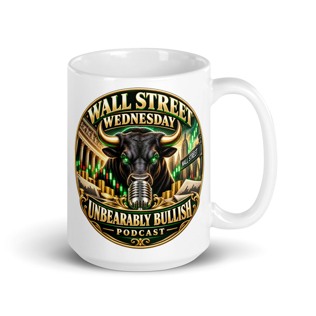 Wall Street Wednesday Mug, white 15 oz, handle on right